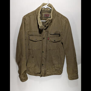Vintage Mens Levis Brown Trucker Warm Zip 100% Cotton Spring Short Jacket Size S